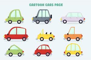 paquete de ilustración de coches de dibujos animados vector