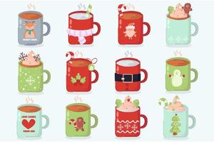 ilustración de dibujos animados de decoración de taza de navidad vector