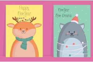 New Year Animals Poster vector