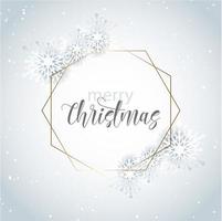 Decorative Christmas snowflake background with gold frame vector