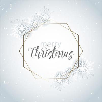 Decorative Christmas snowflake background with gold frame