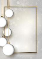 Christmas baubles background with gold frame vector