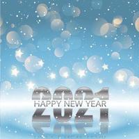 Happy New Year background with bokeh lights, stars and snowflakes vector