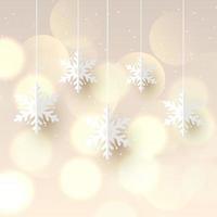 christmas background with hanging snowflakes vector