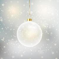 Christmas background with hanging bauble vector