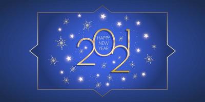 Decorative New Year banner with gold stars and snowflakes design vector