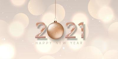 diseño de banner de feliz año nuevo de oro rosa vector
