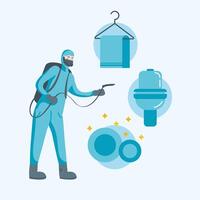 Man with protective suit and icon set vector design