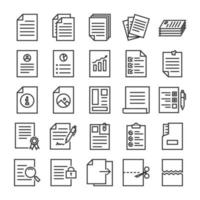 Documents outline icon set vector