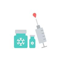 Syringe and medicine flat icon vector