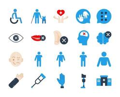 Disability flat icon set vector