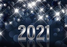 Happy New Year background with metallic numbers vector