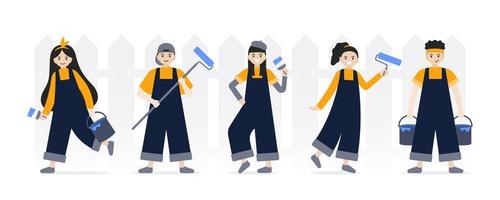 Set of Professional Painter and Artist Characters vector