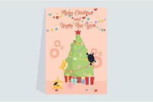 Cats with Christmas Tree Poster vector