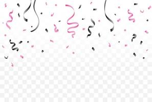 Confetti and ribbon celebration partial background vector