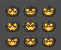 Set of Cartoon Halloween Pumpkins vector