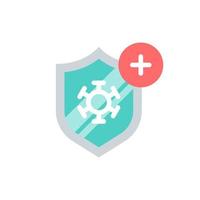 Shield flat icon with virus symbol vector