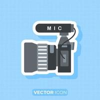 Camera with microphone icon vector