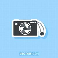 Digital camera with strap vector icon