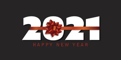 Happy New Year banner with red ribbon design vector