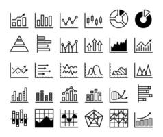 Modern graph and chart line icon set with arrows up vector