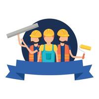 trabajadores de la construcción con diseño de vector de cinta