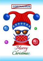 Christmas card with face mask during the coronavirus pandemic vector