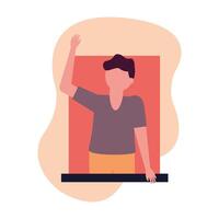 Man avatar at window vector design