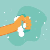 hands washing with soap and bubbles vector design