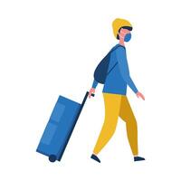 Man with medical mask and bag vector design