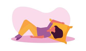 Woman with pillow vector design