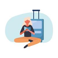 Woman with travel bag vector design