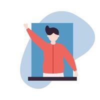 Man avatar at window vector design