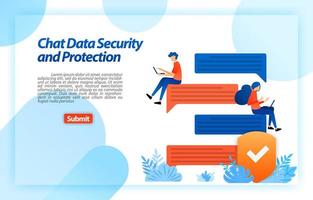 online data security and Protection chat with an internet security system to protect the device and user privacy. vector illustration concept for landing page, ui ux, web, mobile app, poster, banner