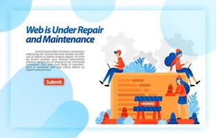 Web under repair and Maintenance. website in process of repair and improvement program for a better experience. vector illustration concept for landing page, ui ux, web, mobile app, poster, banner, ad