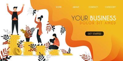 group of people who are trying to climb profits and learn better ,vector illustration concept, can be use for presentation, web, banner ui ux, landing page vector