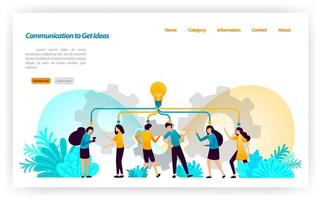 Communication, discussion, speaking and dialogue to get ideas and inspiration in managing concepts and strategies. vector illustration concept for landing page, ui ux, web, mobile app, poster, banner