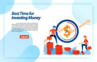 Determine best time to choose an investment. opportunity in right time to set up a business strategy. vector illustration concept for landing page, ui ux, web, mobile app, poster, banner, template, ad