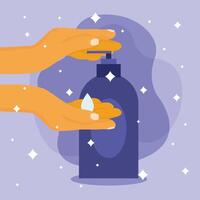 hands washing and sanitizer bottle vector design