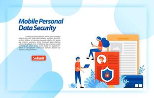 protect personal data of mobile user to prevent hacking and misuse of cyber crime. Lock and safe private data. vector illustration concept for landing page, ui ux, web, mobile app, poster, banner, ads