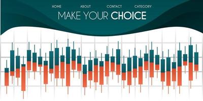 Vector illustration for website. Candlestick chart in financial market with green and white background Forex trading graphic design concept. can be used for poster, web, app, document, presentation