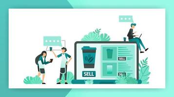 communication looking for online shop ideas for small and medium businesses, start selling using internet. vector illustration concept for landing page ui ux web mobile app poster banner flyer ads