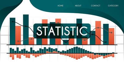 learn more about statistics and charts in developing economies, businesses and companies vector illustration concept, can be use for presentation, web, banner ui ux, landing page