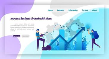 aumentar el crecimiento empresarial con idea. cuadro financiero para incrementar el valor de la empresa y la experiencia en los negocios. concepto de ilustración vectorial para página de destino, plantilla, ui ux, web, aplicación móvil, cartel, banner vector