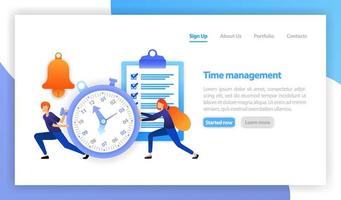 vector flat illustration for web, banner, landing page, mobile. save time, stopwatch on white background, time management in business, time is money, quick reaction, reminder, alarm clock, schedule.