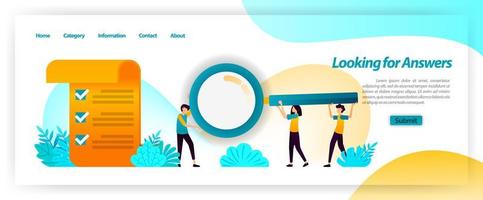 looking and finding errors in answering or selecting question checklist. analyze survey results or find solution with quiz. vector illustration concept for landing page, ui ux, web, mobile app, poster