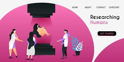 scientists who research humans with advanced technology in the laboratory vector illustration concept, can be use for presentation, web, banner ui ux, landing page