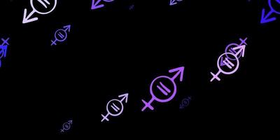 Fondo de vector púrpura oscuro con símbolos de mujer.