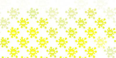 Light Green, Yellow vector pattern with coronavirus elements.