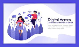 Access digital data and social media. Service access connection line from many platforms into security data usage and histories.  Vector illustration for website, landing page, mobile wallpaper, ui ux